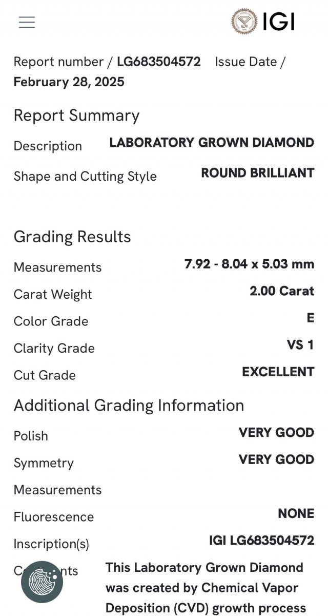 Lab-grown Solitair Ring 2.00crt.
